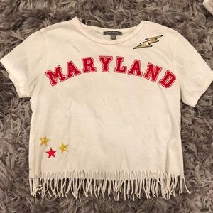 UNIVERSITY OF MARYLAND DIY fringe t-shirt